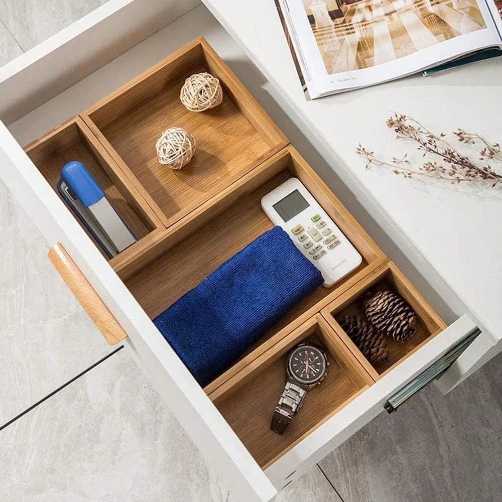 Drawer Organizer Tray - Organizer do szuflady z regulowanymi drewnianymi