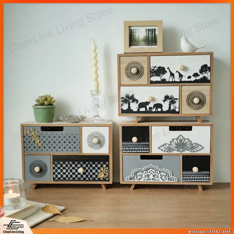 Office Storage Cabinet - Drewniana szafka biurkowa z szufladami i