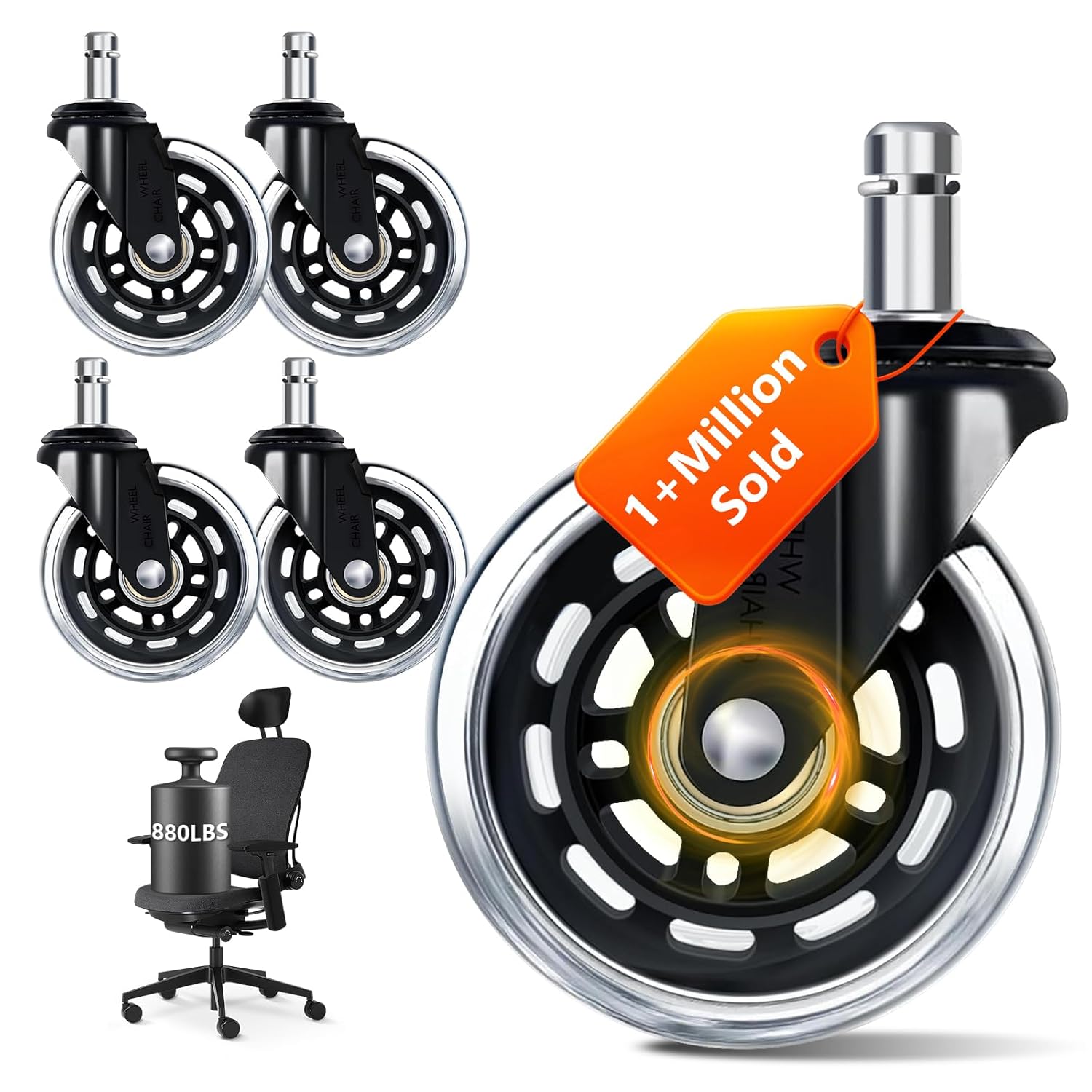 Office Furniture Solutions - Zestaw 5 kółek do krzesła biurowego,