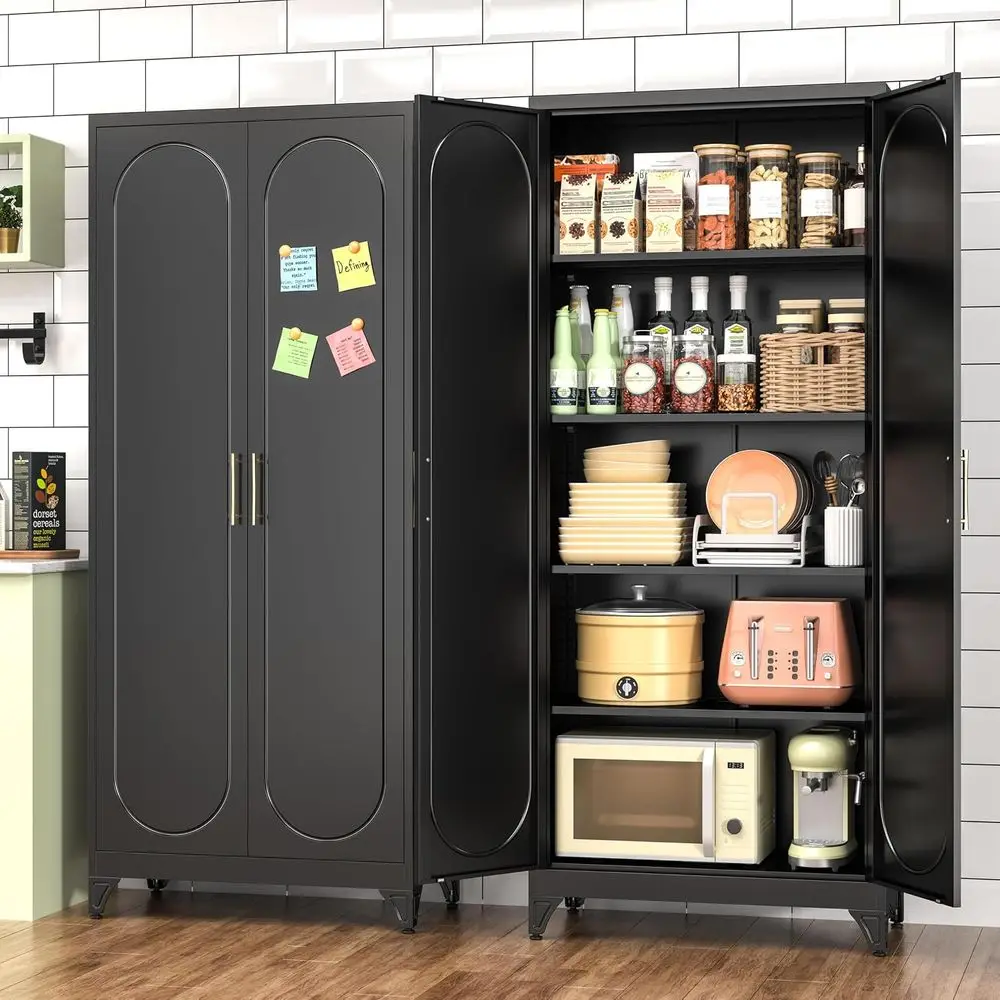 Office Storage Cabinet - Wysoka metalowa szafka kuchenna do spiżarni