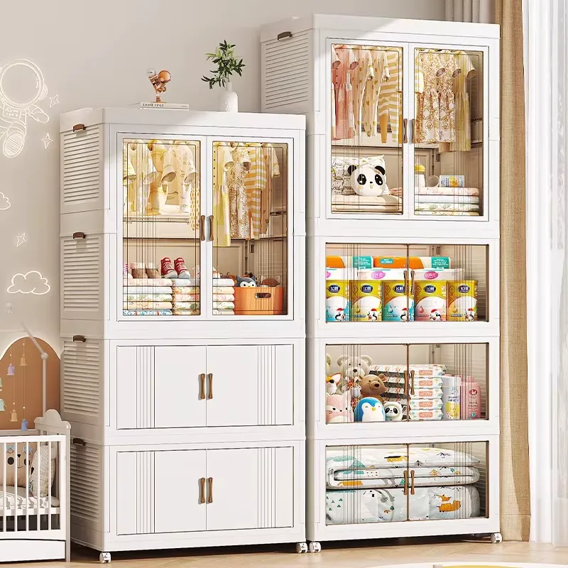 Office Storage Cabinet - Przezroczysty plastikowy składany pojemnik do przechowywania