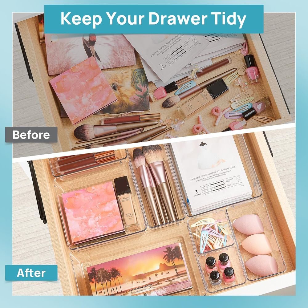 Zestaw 25 przezroczystych plas – Drawer Organizer Tray recenzja i cena
